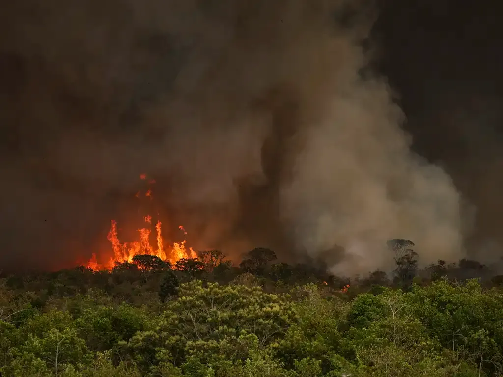 Imagem mostra fumaça de queimadas.